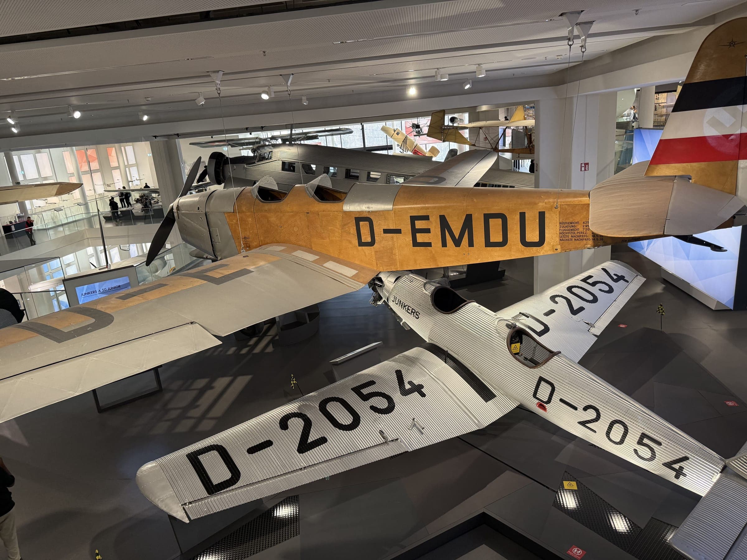 Historic aircraft on display at an aviation museum in Europe
