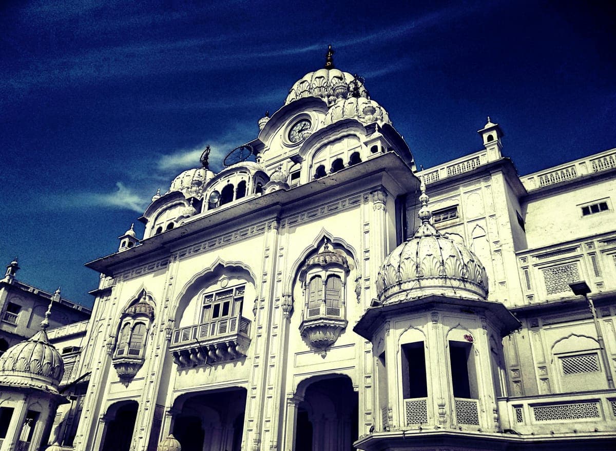 An ornate white palace in India