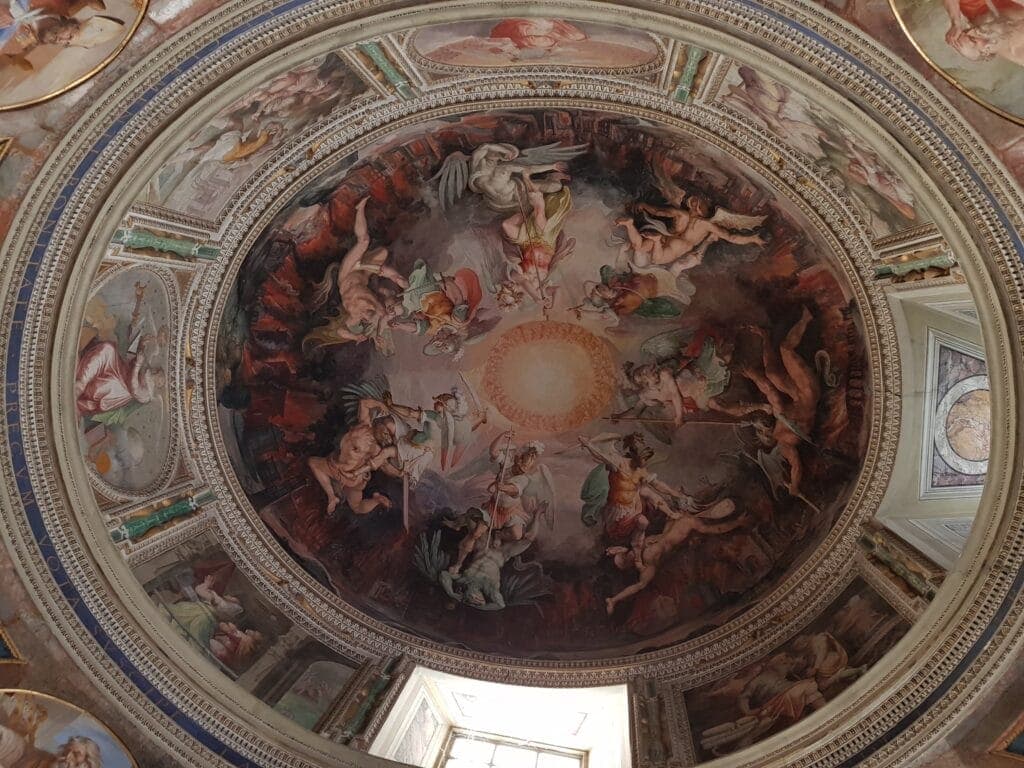 A frescoed dome ceiling in the Vatican Museums